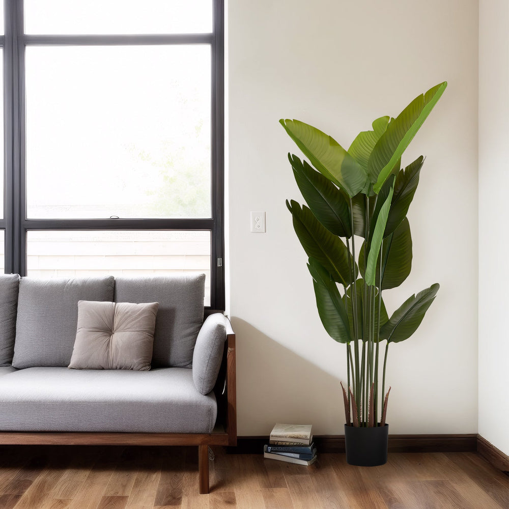 Artificial Bird of Paradise Plant 160cm Tall Faux Tropical Palm Tree Green Plastic Indoor Outdoor Decoration Media 9