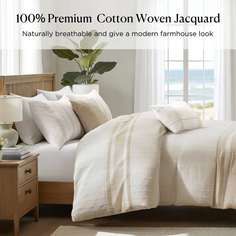5 Piece Cotton Jaquard Duvet Set