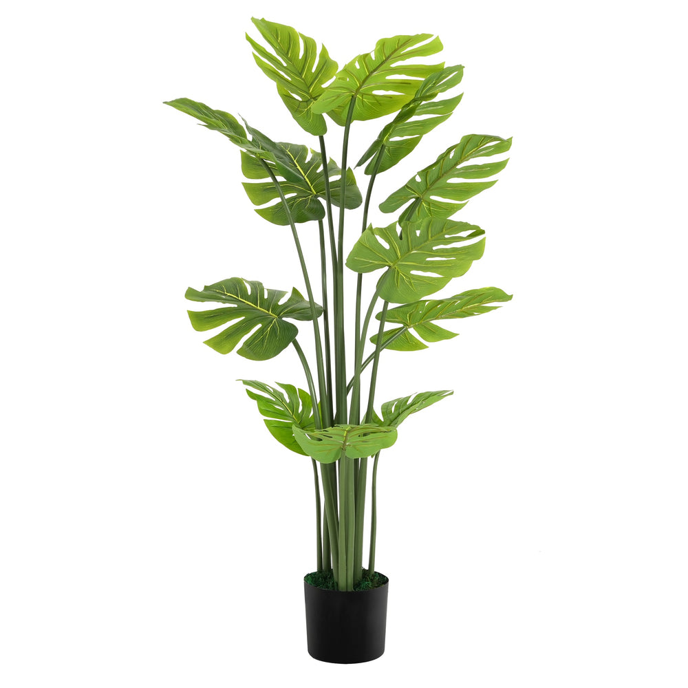 57' Artificial Monstera Deliciosa Plant with Black Plastic Pot Media 3