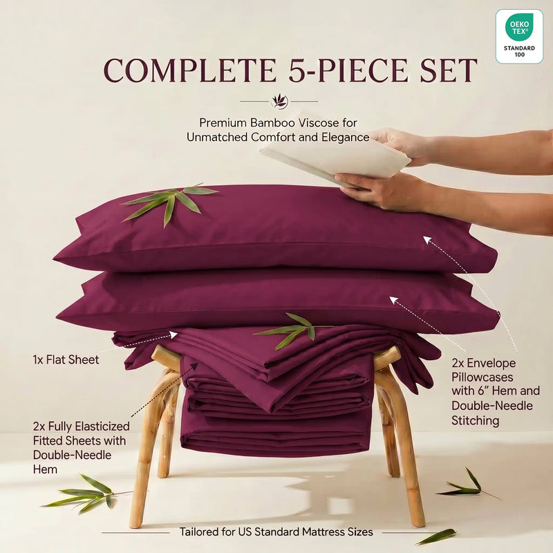 Bamboo Sheet Set Organic Bamboo & Oeko-Tex Certified Soft Sleep Comfort