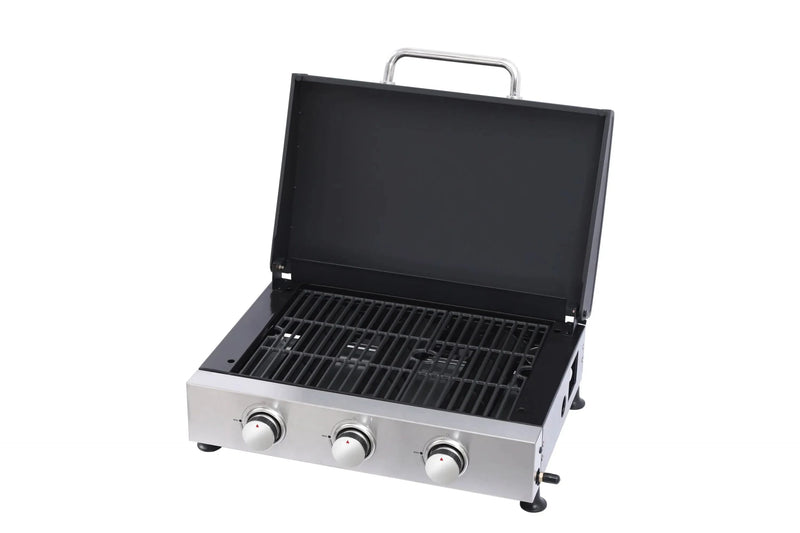 Outdoor Gas Grill Cast Iron Grates Three Burner Barbecue Station Kit