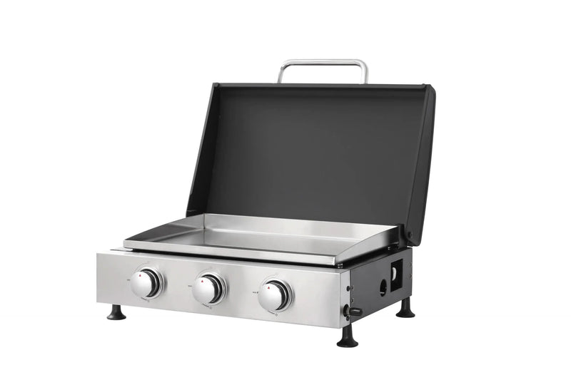 Outdoor Gas Grill Cast Iron Grates Three Burner Barbecue Station Kit