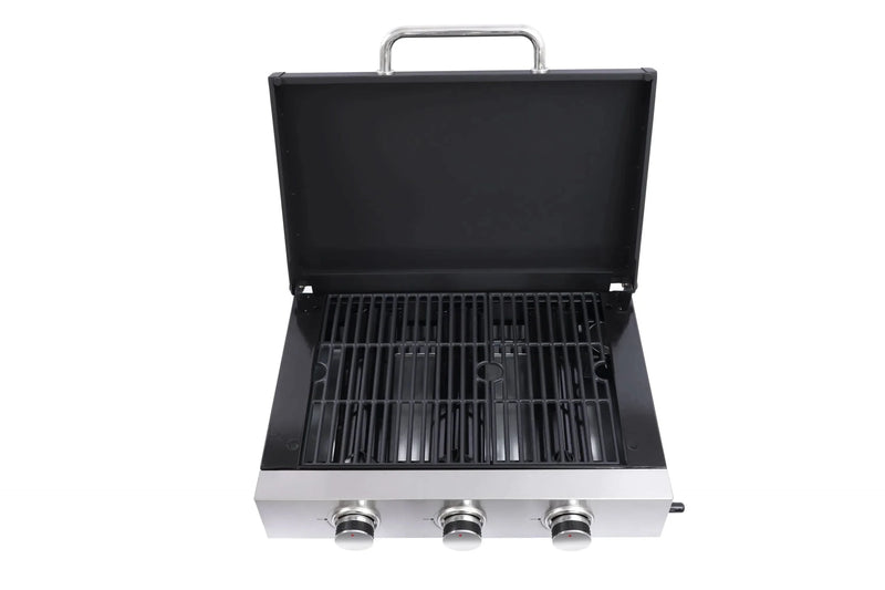 Outdoor Gas Grill Cast Iron Grates Three Burner Barbecue Station Kit