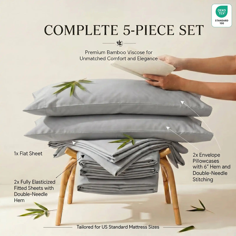 Bamboo Sheet Set Organic Bamboo & Oeko-Tex Certified Soft Sleep Comfort