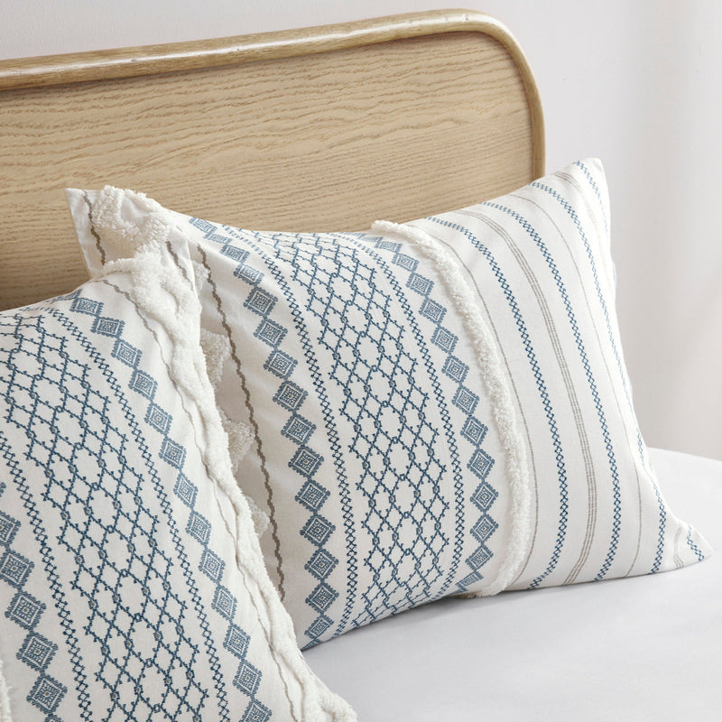 King/Cal King Cotton Printed Duvet Cover Set with Chenille
