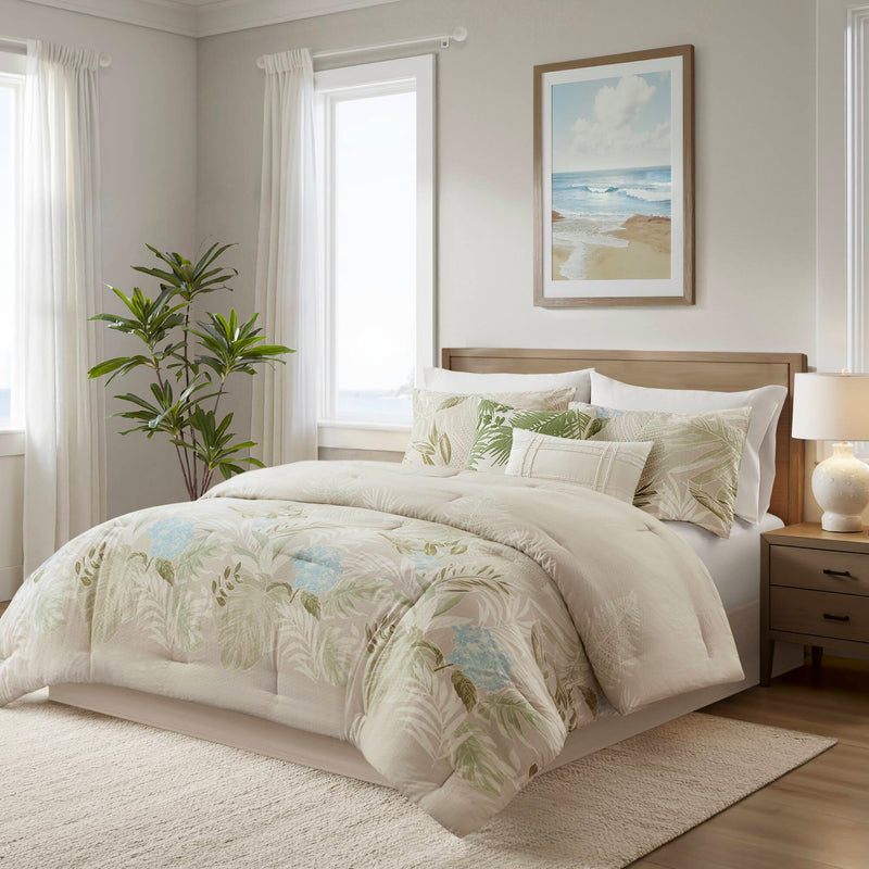 6 Piece Oversized Cotton Comforter Set with Throw Pillow