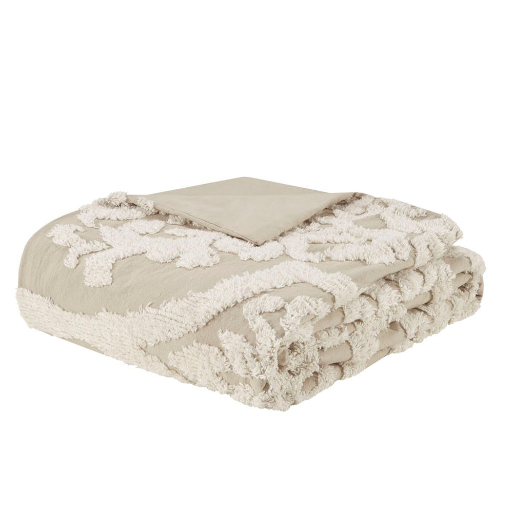 Full/Queen 3 piece Tufted Cotton Chenille Damask Duvet Cover Set Media 13