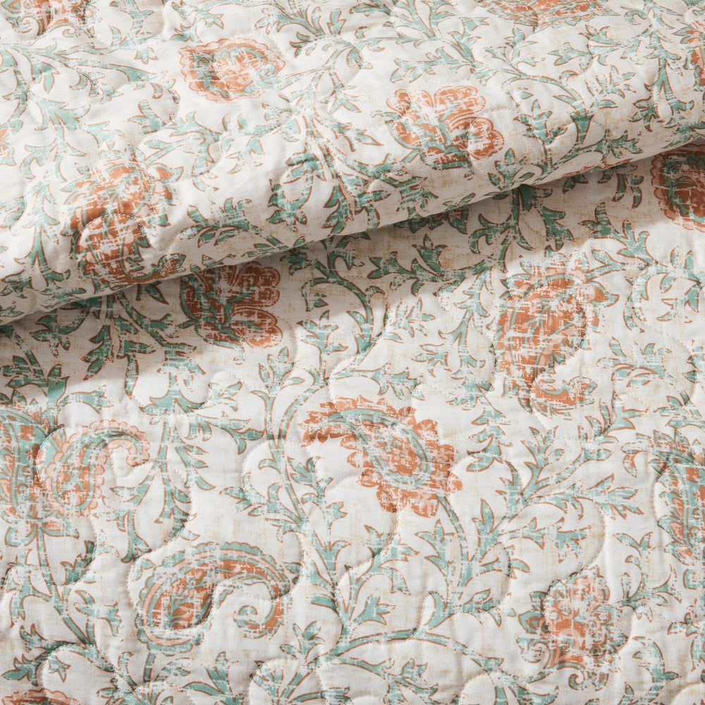 6 Piece Cotton Percale Quilt Set with Throw Pillows Coral King/Cal King Media 14