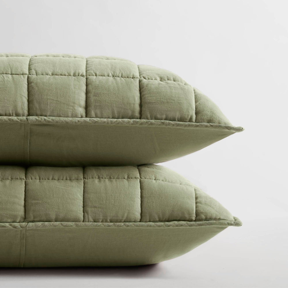 3-Piece Full/Queen Linen Garment Washed Quilt Set,Olive Green Media 4