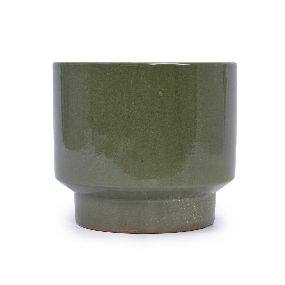 3 Pieces Ceramic Flowerpot, Modern Planter for Patio, Garden or Windowsills - Antique Light Green Media 5