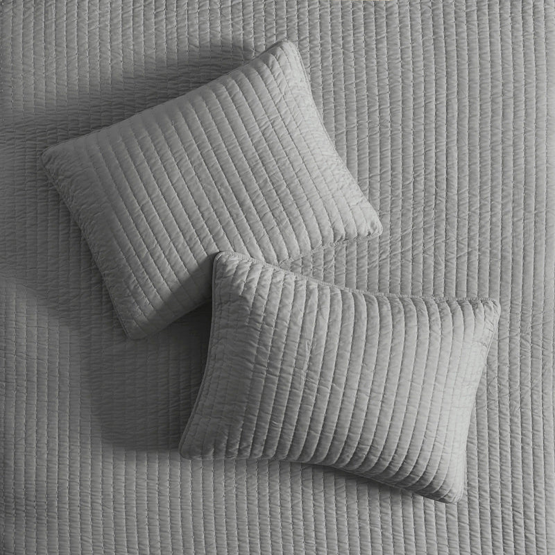 3 Piece Quilt Set Grey Full/Queen