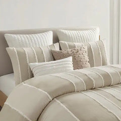 3 Piece Striped Cotton Duvet Cover Set perspective