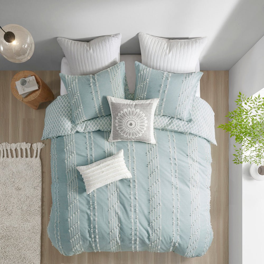 Full/Queen 3 Piece Cotton Jacquard Duvet Cover Set Media 2