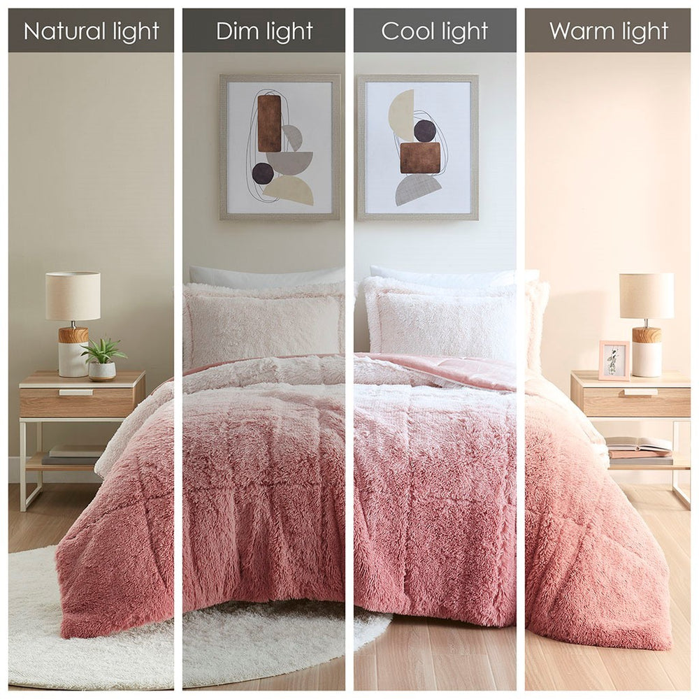 Twin/Twin XL Ombre Shaggy Long Fur Comforter Mini Set Media 9