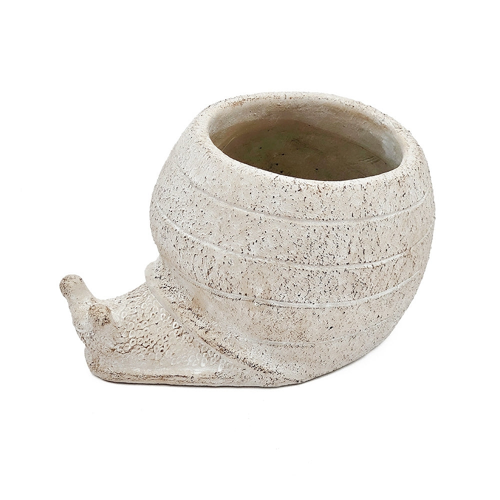8.3x7x4.7' Decorative Sand and Cement Snail Planter with Textured Beige Finish Media 5