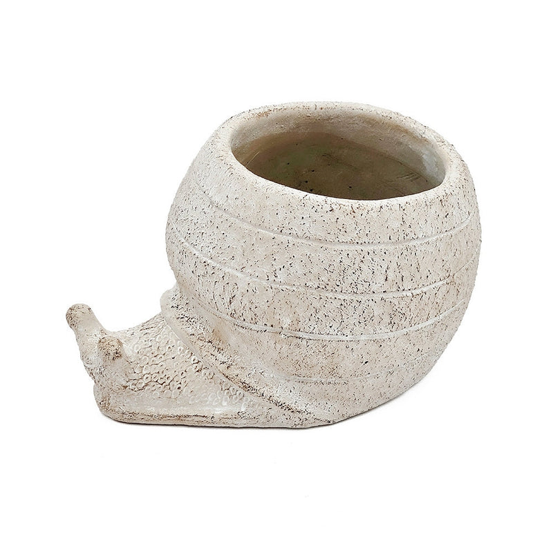 8.3x7x4.7' Decorative Sand and Cement Snail Planter with Textured Beige Finish