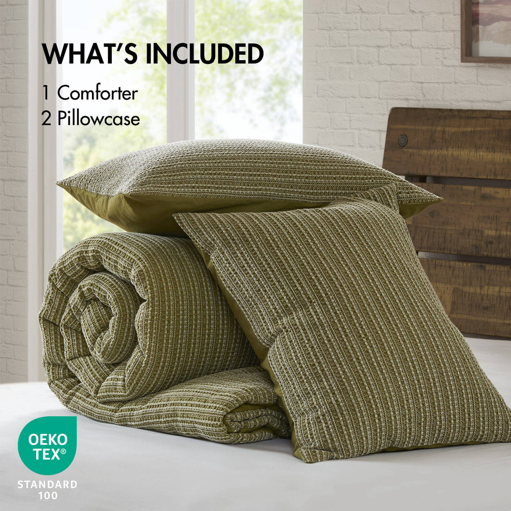 3PCS King/Cal King Waffle Washed Comforter Set Media 2