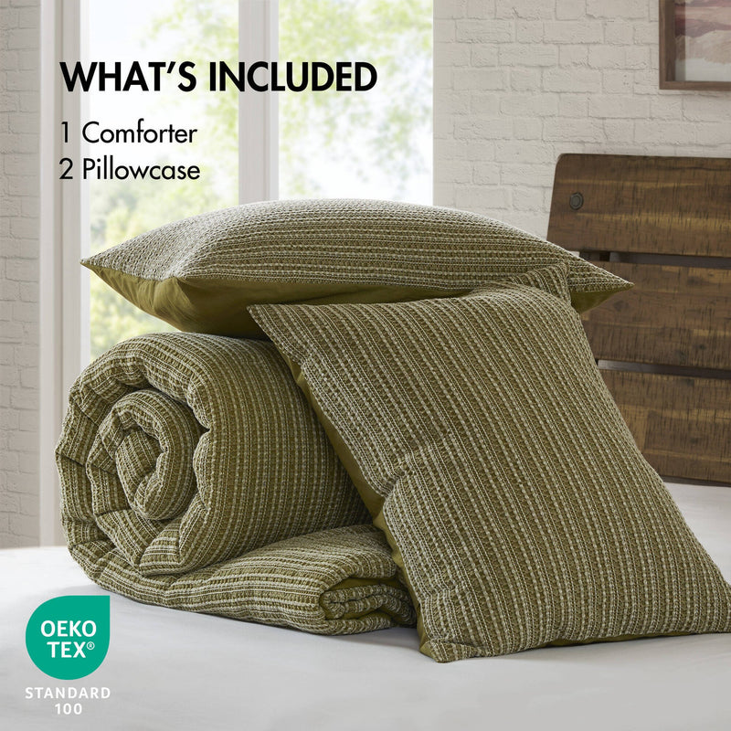 3PCS Full/Queen Waffle Washed Comforter Set