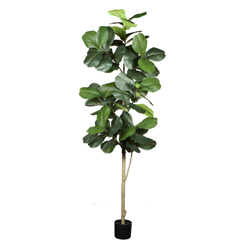 7' Artificial Fiddle Leaf Fig Tree in Black Plastic Pot Media 3