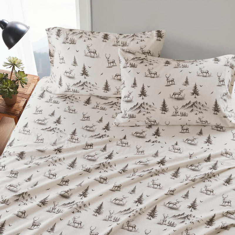 4 PCS Full Sheet Set Gray Deer Toile