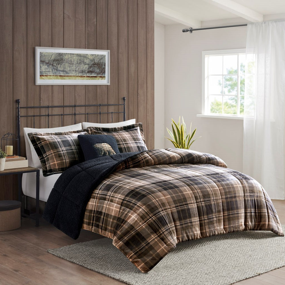 Full/Queen Plush to Sherpa Down Alternative Comforter Set Media 1