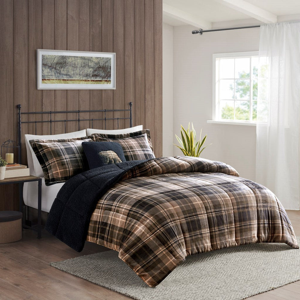 Full/Queen Plush to Sherpa Down Alternative Comforter Set Media 1