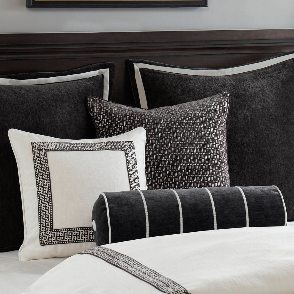9 PCS King Embroidery Oversized Duvet Style Comforter Set Black/White Media 12