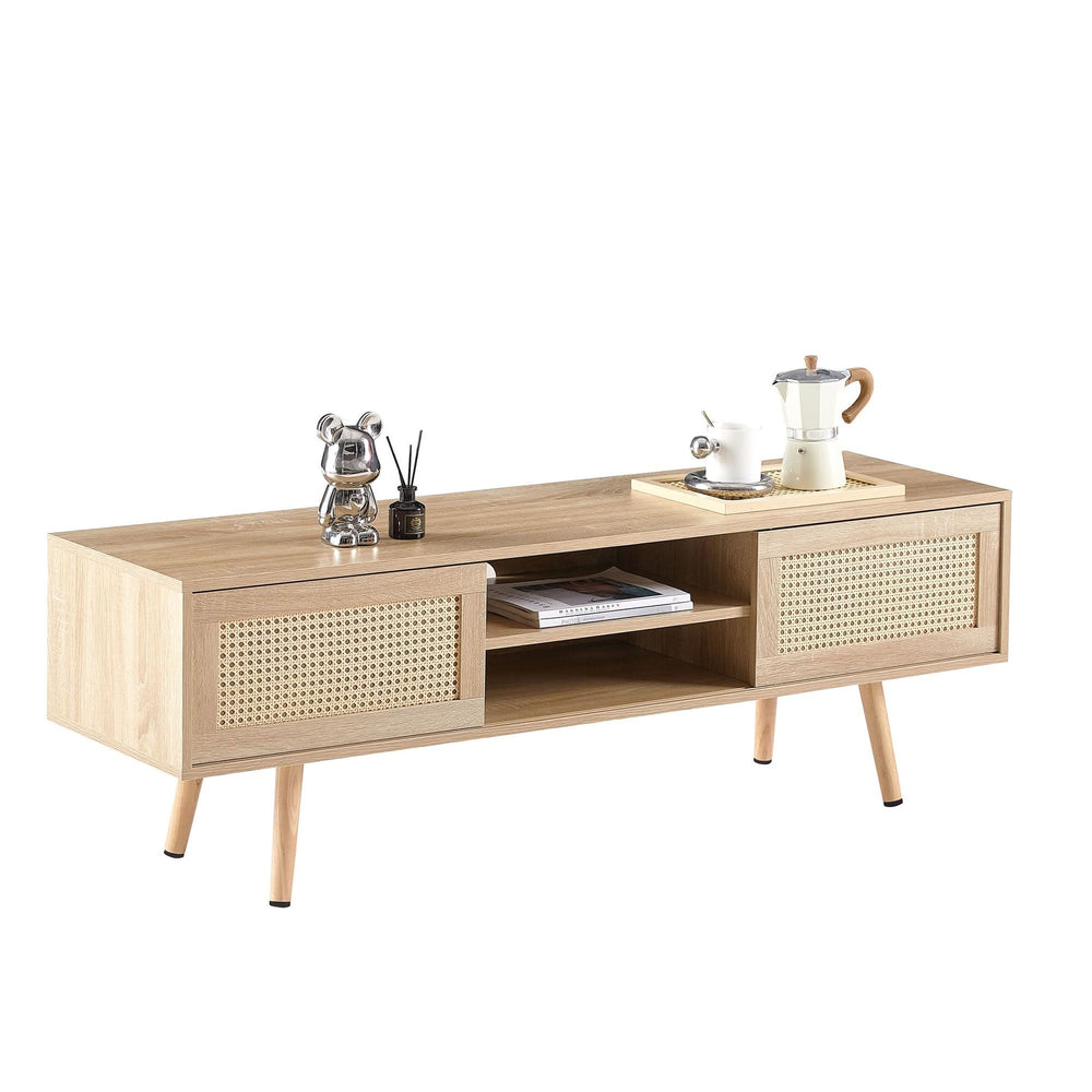 TV Cabinet Solid Wood With Adjustable Shelf For Living Room Use 55 Inch Length Media 5