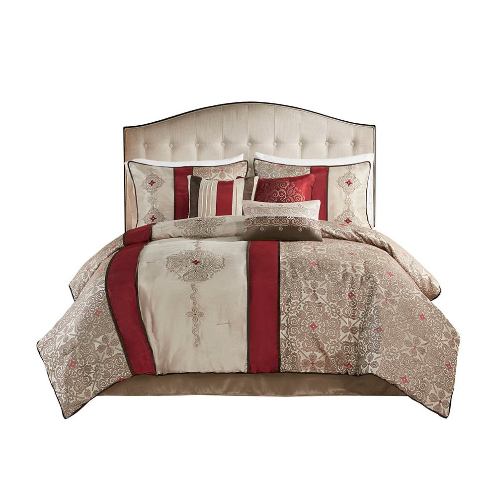 Cal King 7 Piece Jacquard Comforter Set with Throw Pillows Media 15