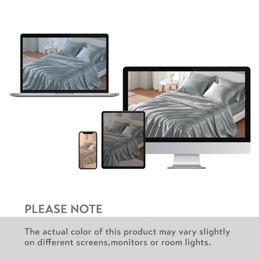 4 PCS Twin Luxury Sheet Set Grey Media 4