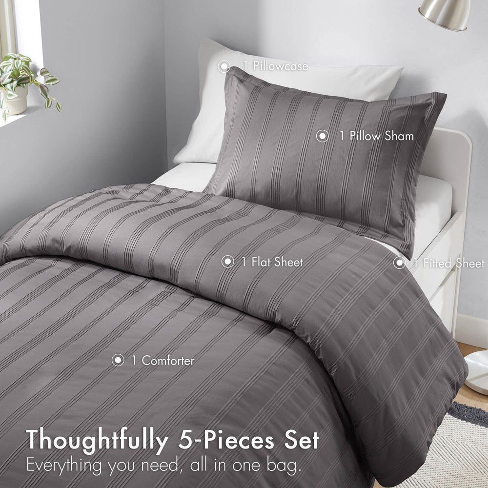 2-Piece Twin/Twin XL Woven Striped Duvet Set Media 6