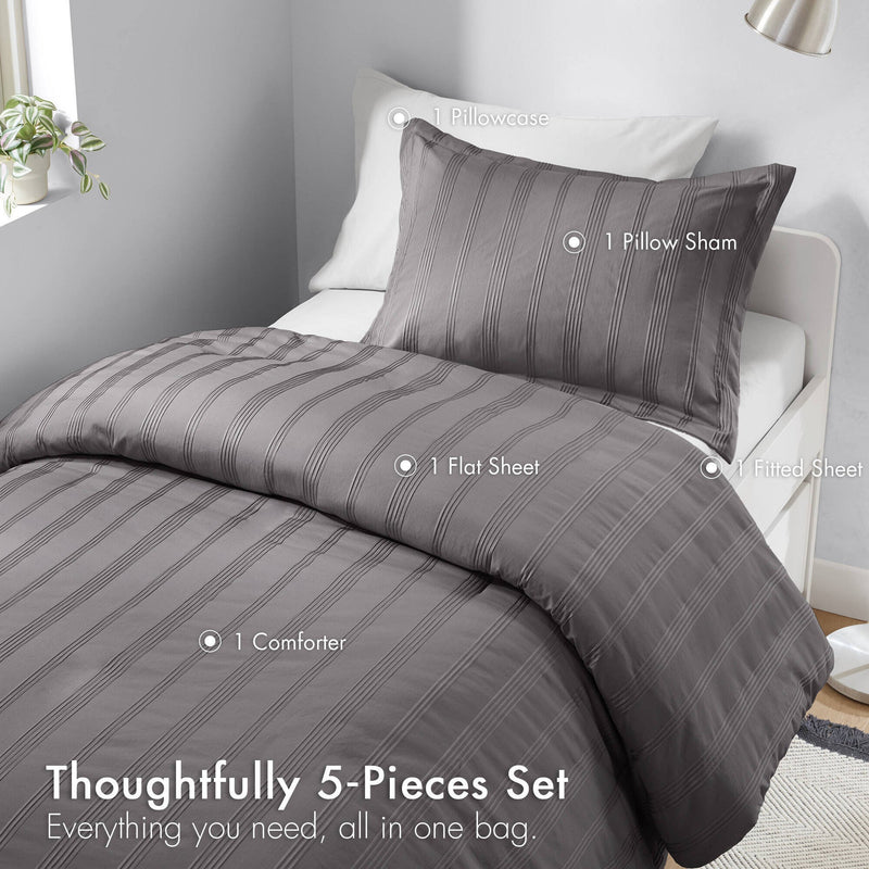 2-Piece Twin/Twin XL Woven Striped Duvet Set