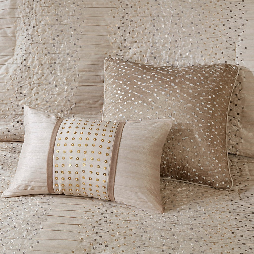 8 Piece Embroidered Comforter Set Natural Cal King Media 3