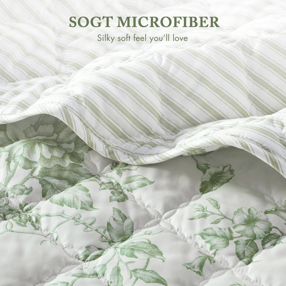 4 Pieces King  Quilt Set with Decorative Pillow,Green Media 11