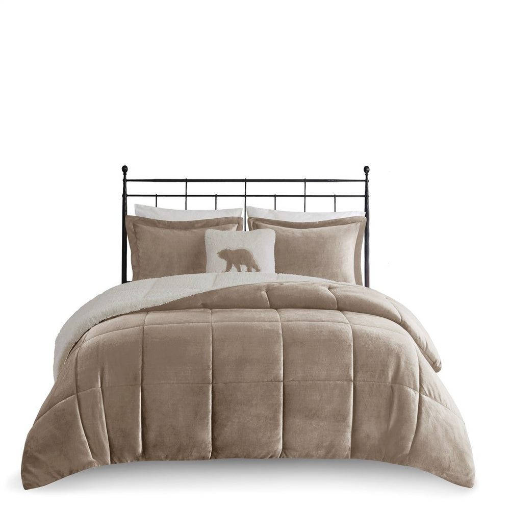 Full/Queen Plush to Sherpa Down Alternative Comforter Set Media 7