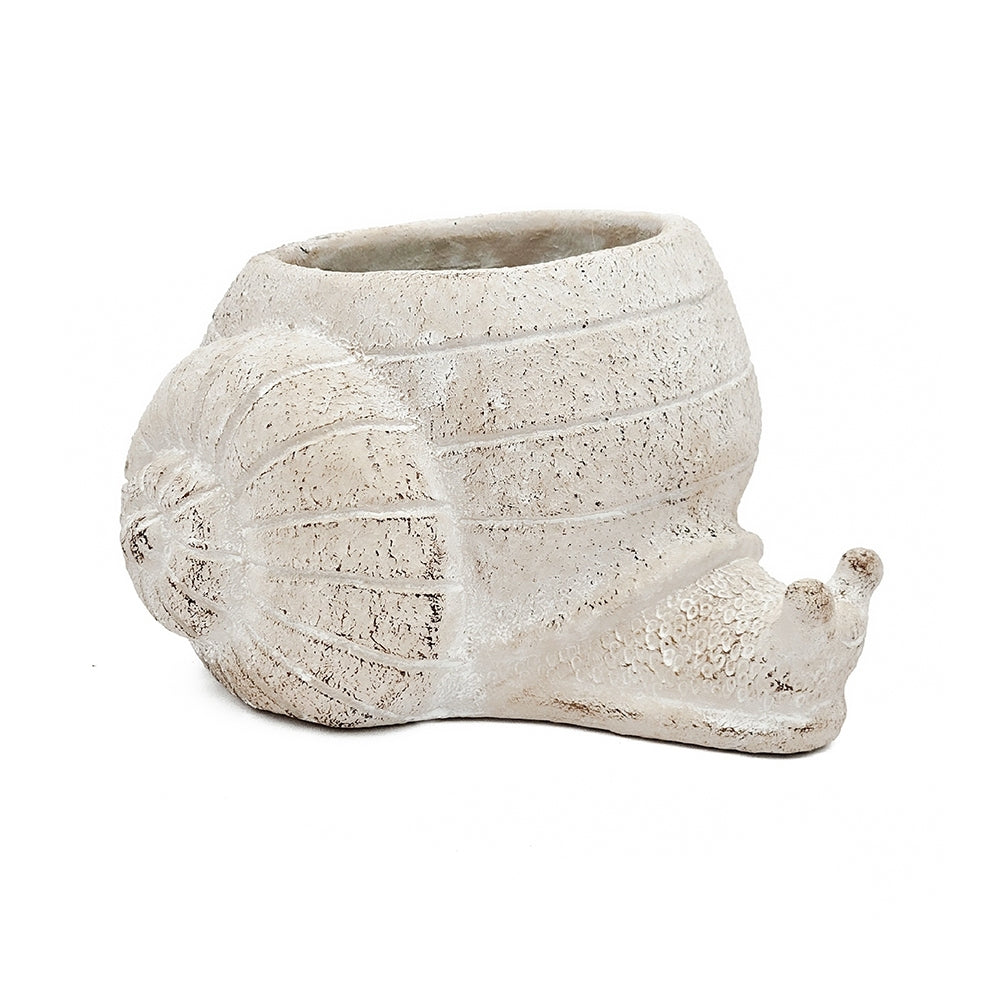 8.3x7x4.7' Decorative Sand and Cement Snail Planter with Textured Beige Finish Media 2