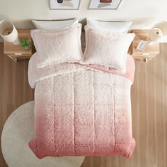 Ombre Shaggy Long Fur Comforter Mini Set perspective