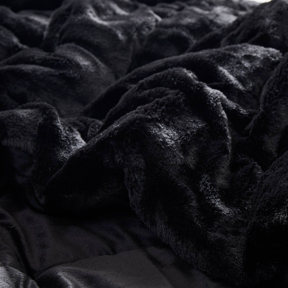 2 PCS Twin/Twin XL Solid Faux Fur Comforter Mini Set Black Media 14