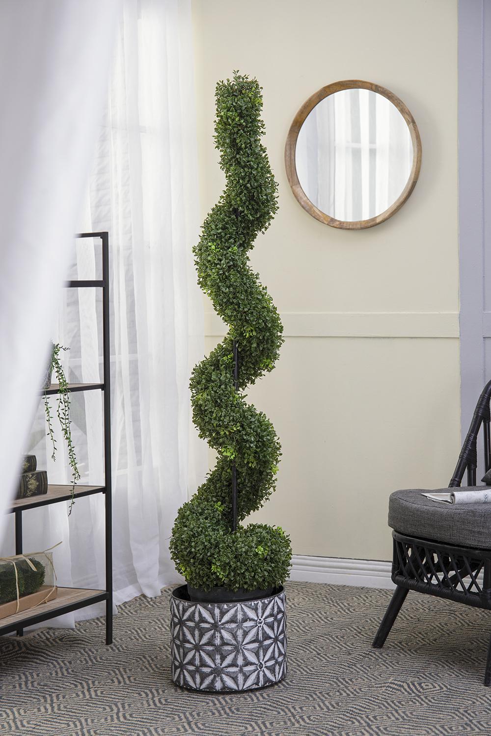 10.5x10.50x60' 5 Foot Tall Artificial Spiral Boxwood Topiary Media 6