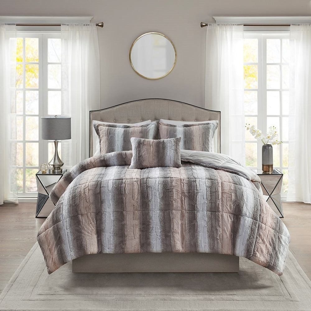 King 4PC Faux Fur Comforter Set Media 3