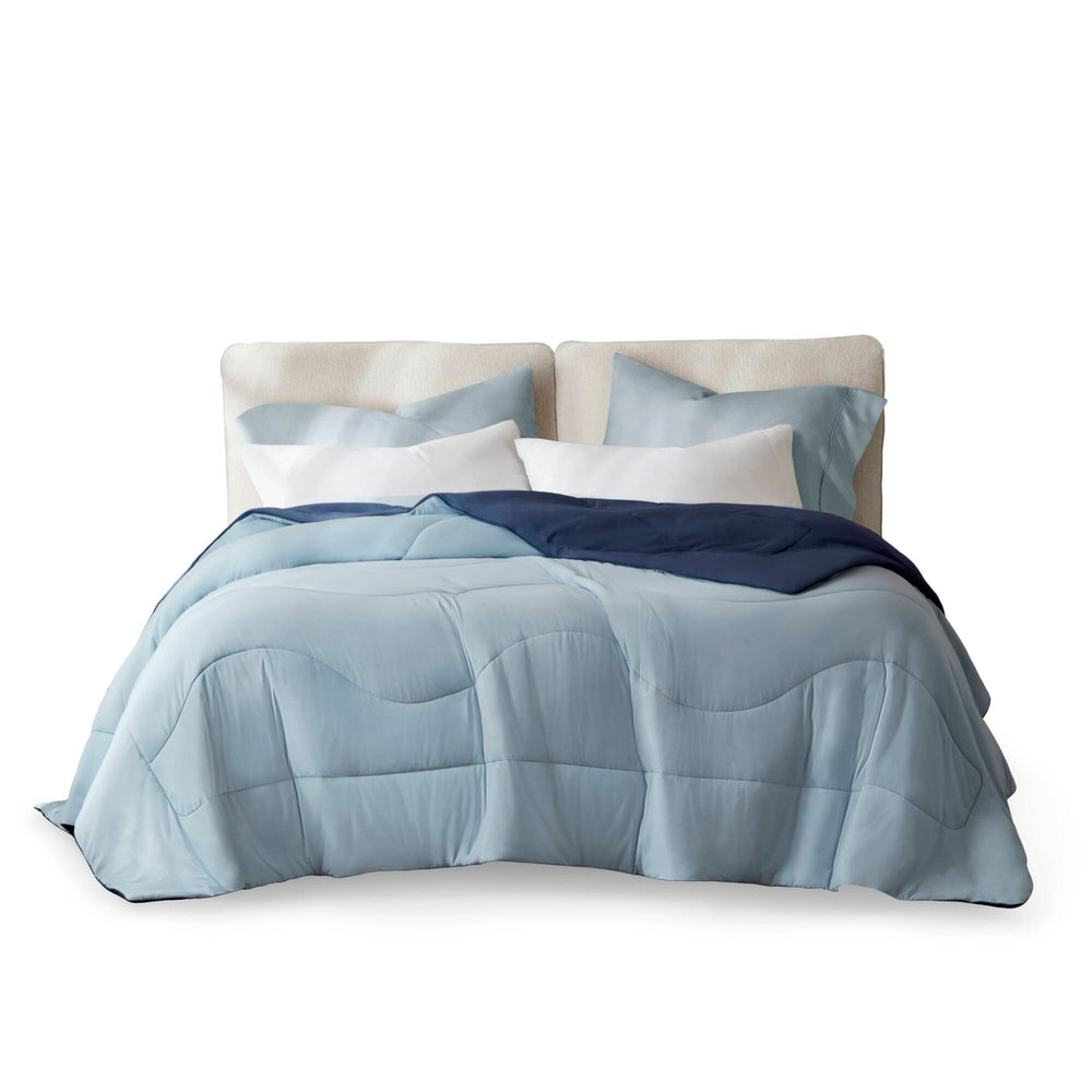 1-Piece King/Cal King Reversible Tencel Comforter Blanket,Blue Media 9