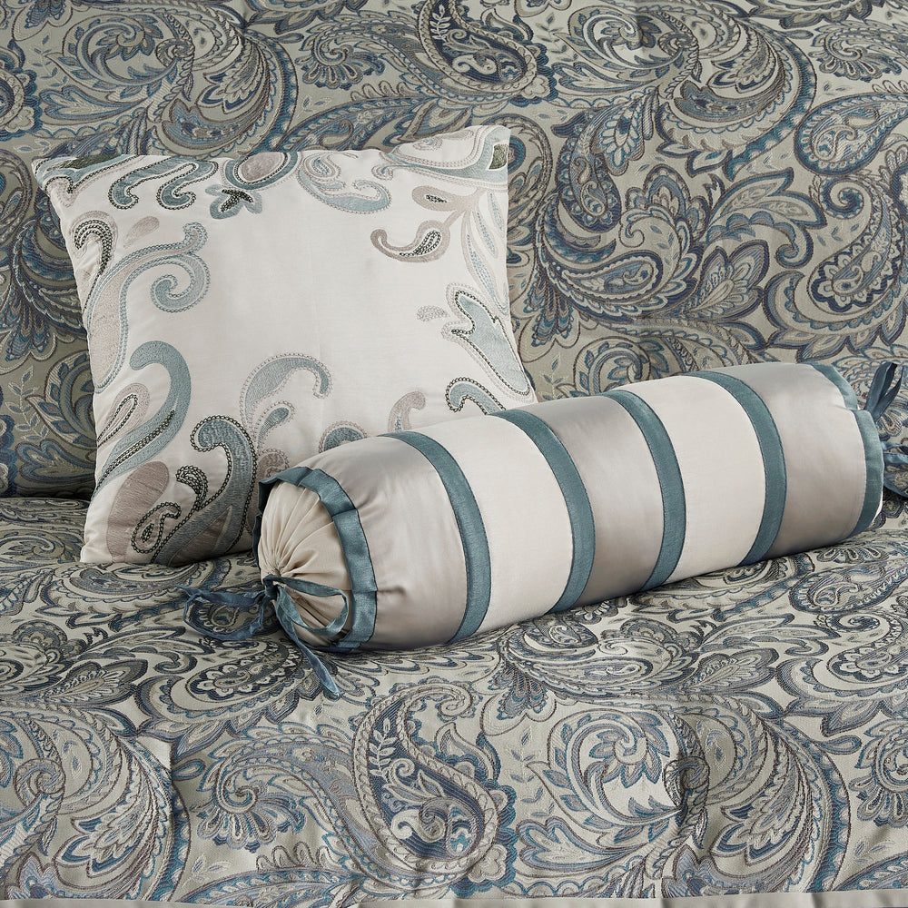 12 Piece Comforter Set with Cotton Bed Sheets Teal Queen Media 20
