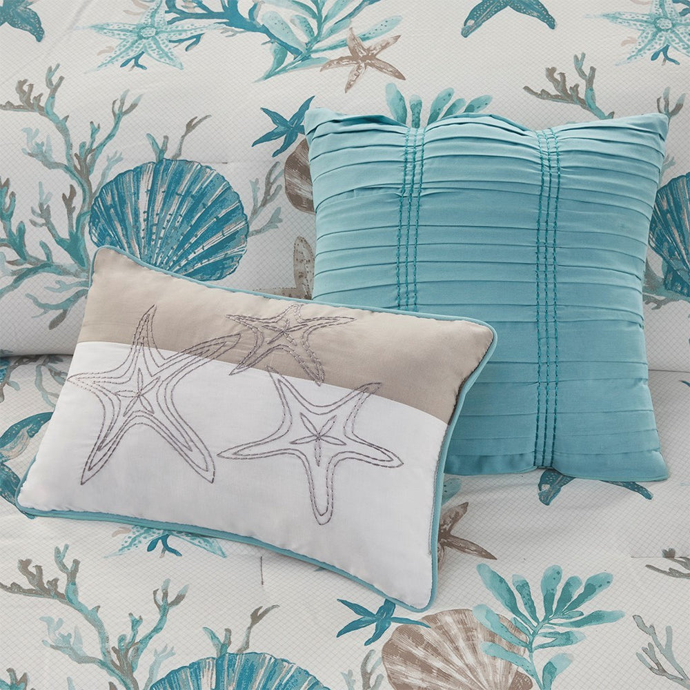 7 Piece Cotton Sateen Comforter Set Aqua King Media 2