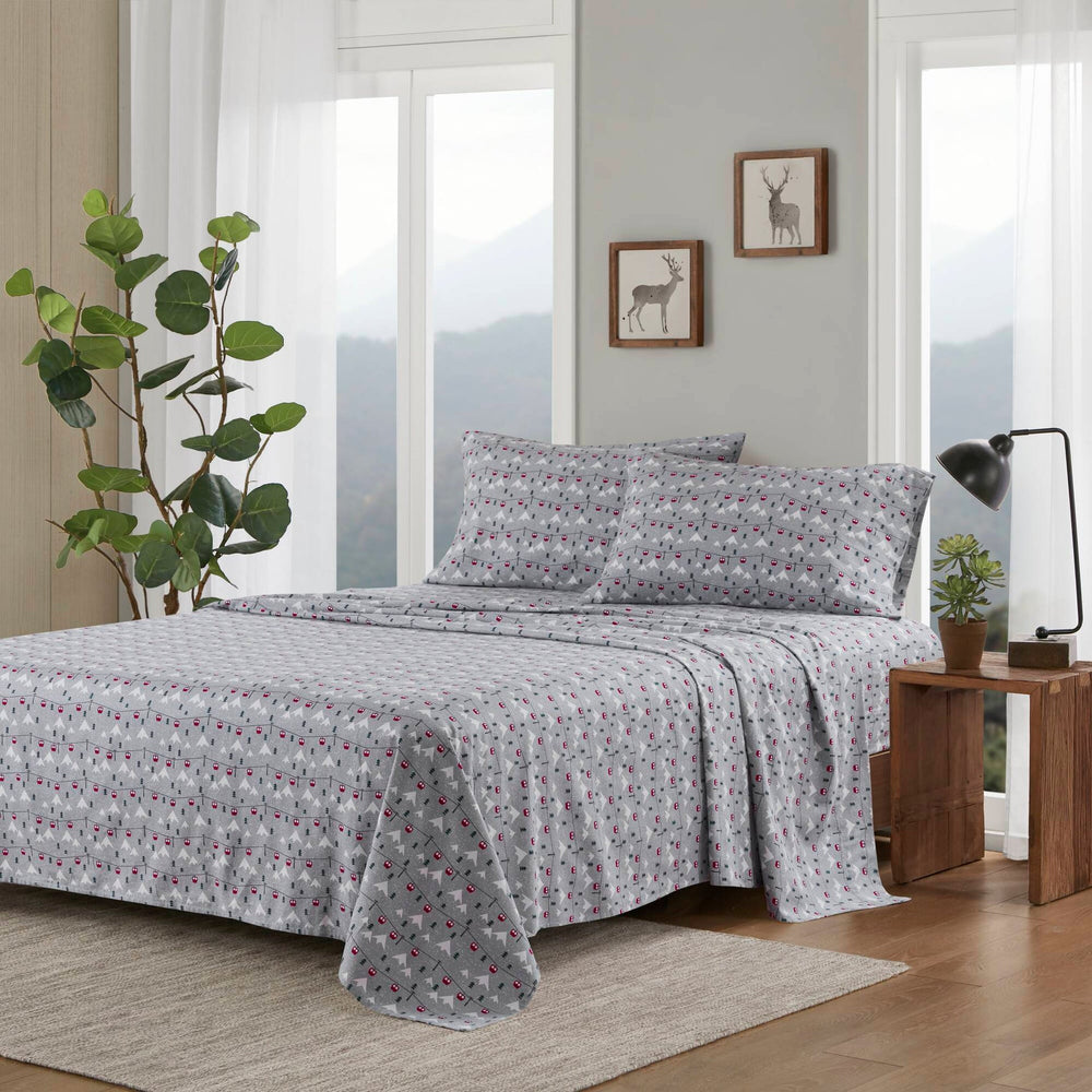 4 PCS Queen Sheet Set Grey Ski Jump Media 1