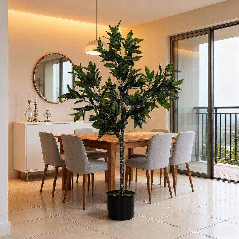 Potted Fake Plant, Lifelike Laurel Artificial Tree,Green