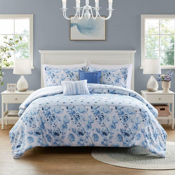 Twin/Twin XL Floral Striped Comforter Set Media 6