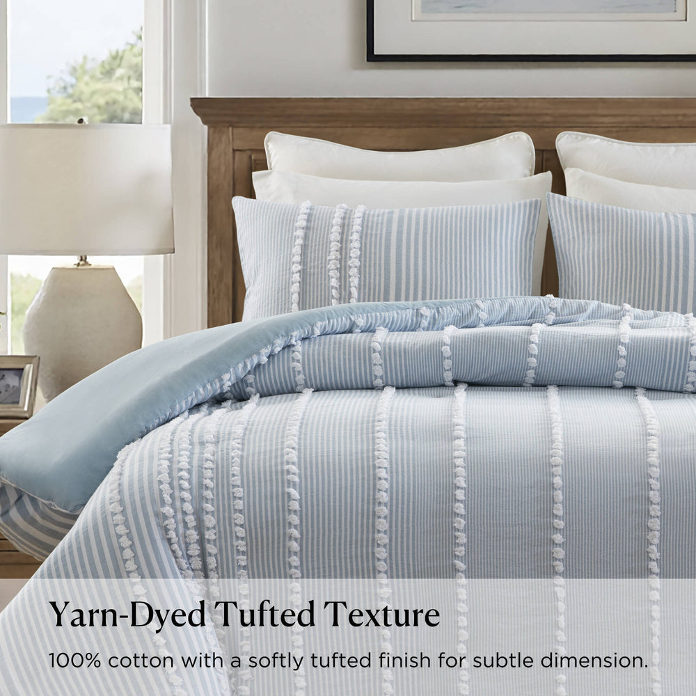 3- Piece King Cotton Yarn Dyed Duvet Cover Set Media 2