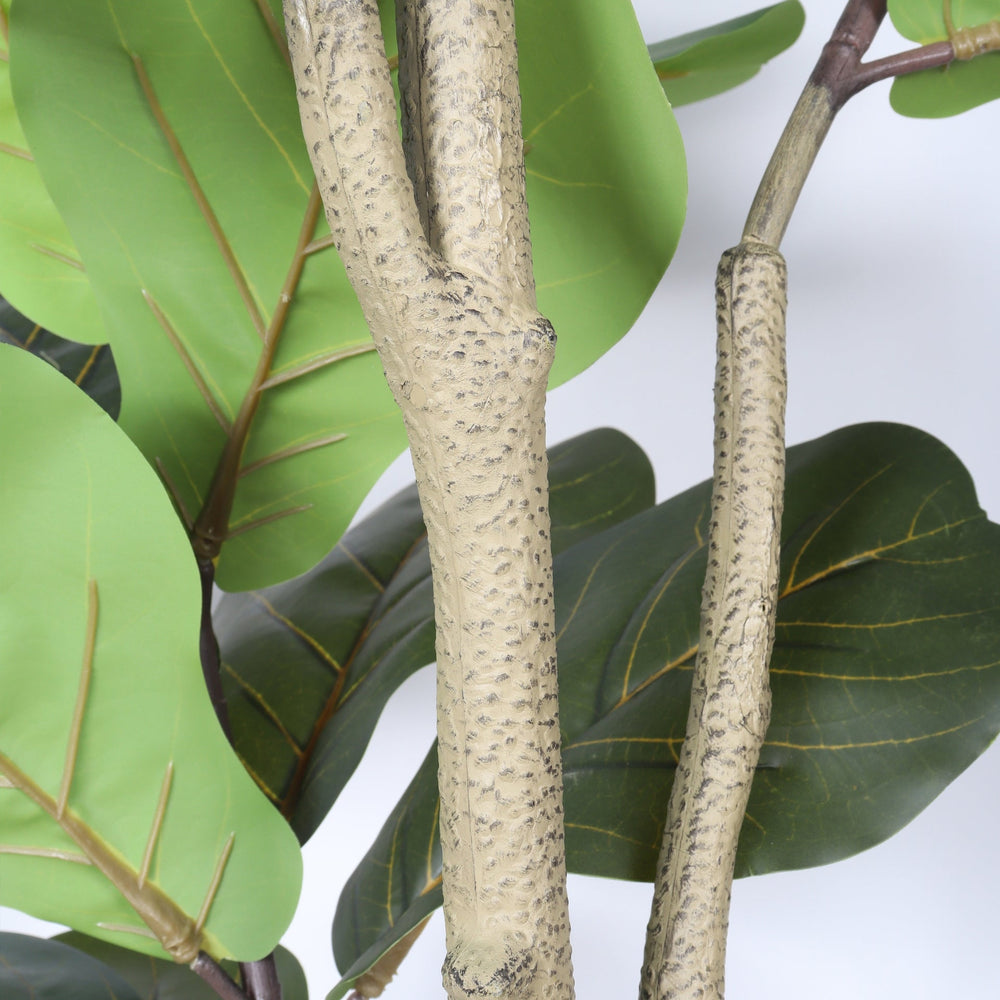 6FT Real Touch Fake Fiddle Leaf Fig Tree in Black Plastic Pot with Green Fabric Leaves, Indoor Decor for Home Office Living Room Corner Media 8