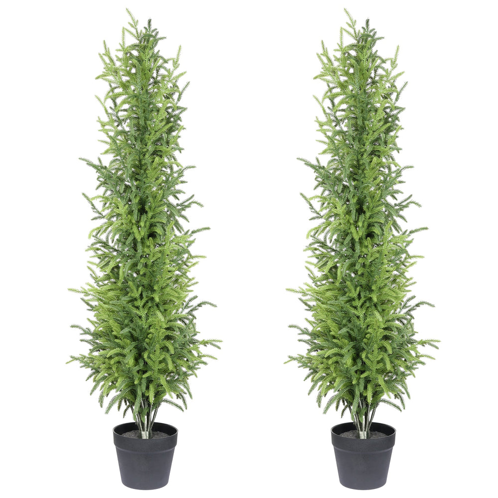 4' Artificial Real Touch  Pine Tree in Black Plastic Pot, 2pc/set Media 4