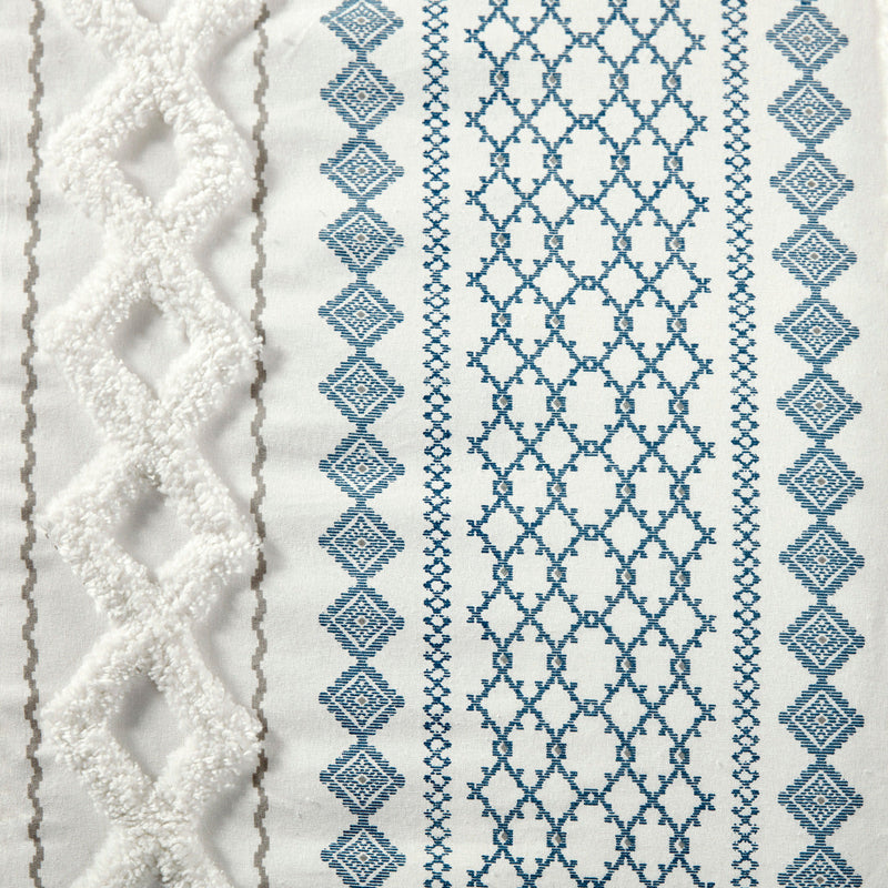 King/Cal King Cotton Printed Duvet Cover Set with Chenille
